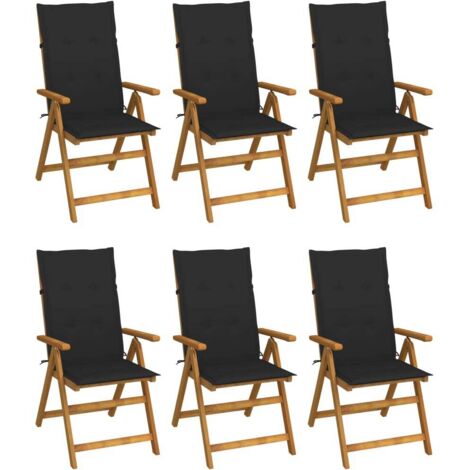 Lot de 6 Chaises pliables de jardin,Fauteuils d'extérieur avec coussins Bois d'acacia -TF28380 (1/5)