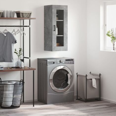 Armoire murale moderne,Buffet haut,Placard de Rangement suspendu gris béton 34,5x34x90 cm -QS79635 (1/5)