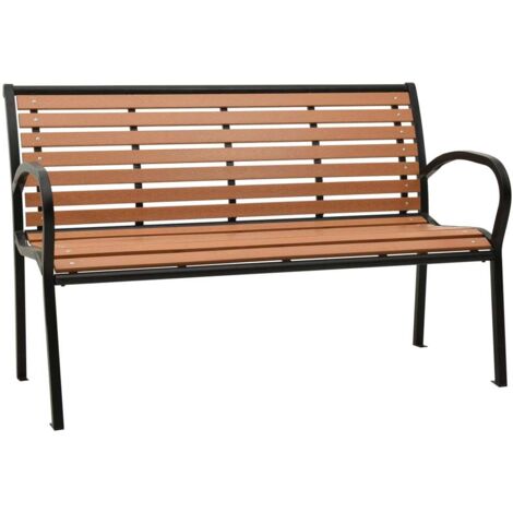 Banc de jardin,Moderne Banc terrasse d'extérieur Noir et marron 116 cm Acier et WPC -FV12843 (1/5)
