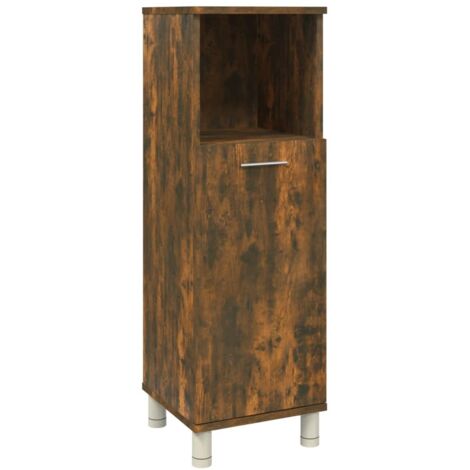 Meuble de Rangement Toilette,Armoire de bain Chêne fumé 30x30x95 cm Bois d'ingénierie -18544 (1/5)
