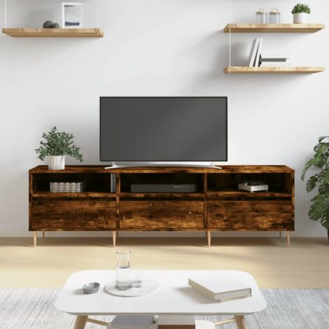 Meuble TV,Banc TV chêne fumé 150x30x44,5 cm bois d'ingénierie -BV91615 (1/5)