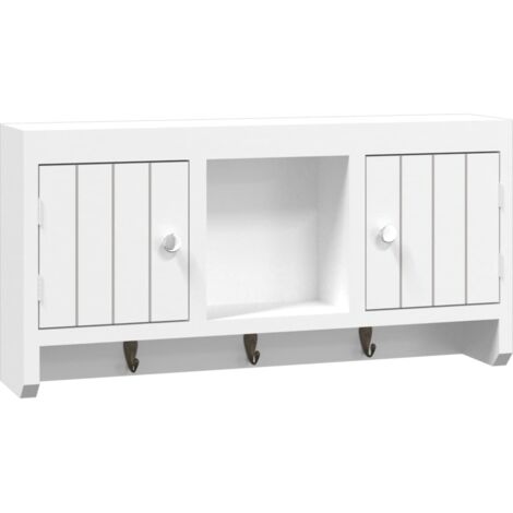 Meuble de Rangement,Armoire à clés Blanc 40x8,5x20 cm Bois d'ingénierie et acier -27532 (1/5)