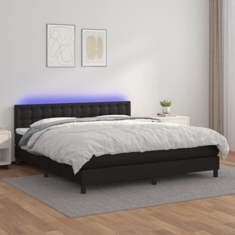Sommier tapissier et matelas confortable pour Lit adulte,Ensemble Sommier + Matelas et LED Noir 180x200cm Similicuir -BV52832 (1/5)