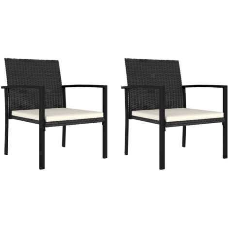 Lot de 2 Chaises de salle à manger de jardin,Fauteuils à Dîner Résine tressée Noir -TF71311 (1/5)