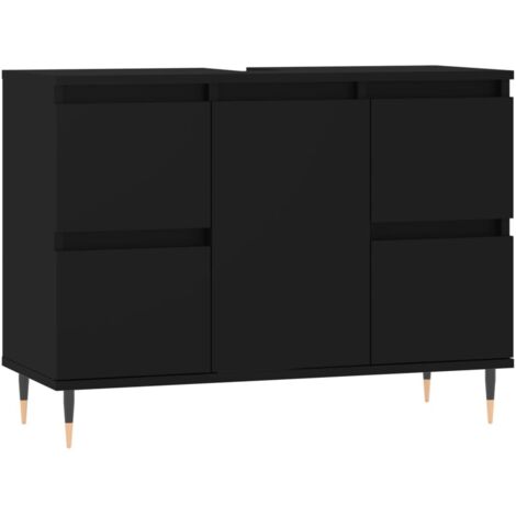 Armoire de salle de bain,Meuble de Rangement,style industriel noir 80x33x60 cm bois d'ingénierie -69146