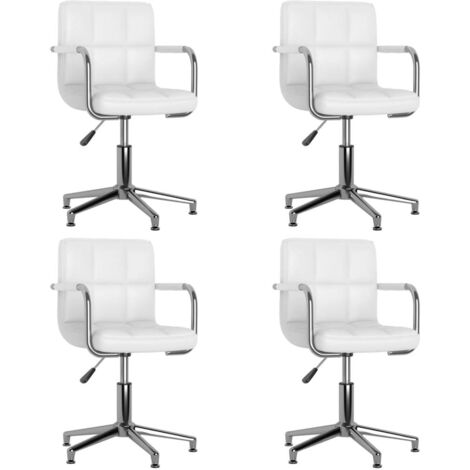 Lot de 4 Chaises pivotantes de salle à manger Cuisine avec pieds robuste blanc similicuir -QS39261 (1/4)