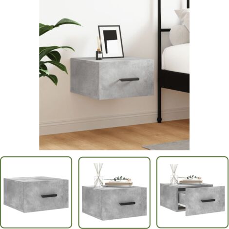 The Living Store Table de chevet murale gris béton 35x35x20 cm - Table De Chevet Murale - Meuble De Rangement Mural - Étagère Murale - Commode Murale - Design Moderne (1/5)
