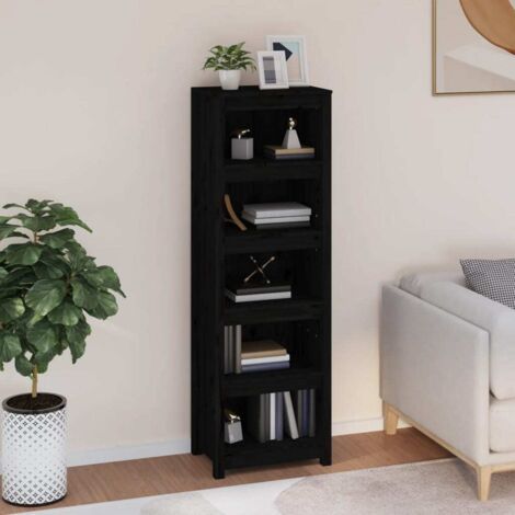 Bibliothèque,Étagère de Rangement Ouvert,Étagère livres Noir 50x35x154 cm Bois de pin massif - DH11446 (1/5)