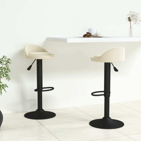Lot de 2 Tabourets de bar Tabourets Chaises Hauts pour Cuisine, Bar crème velours -QS67251 (1/4)