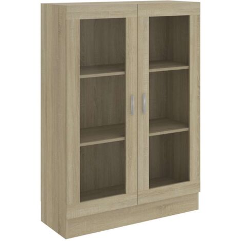 Armoire à vitrine,Meuble de Rangement Chêne sonoma 82,5x30,5x115 cm Aggloméré -96635 (1/5)