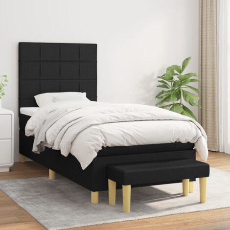 Lit adulte,Lit avec Sommier et Matelas confortable pour Chambre,Ensemble Lit à sommier tapissier Noir 90x190 cm Tissu -BVN58397 (1/5)