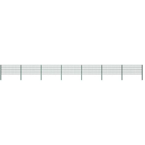 Panneau de clôture de Jardin,design simple avec poteaux Fer 11,9 x 0,8 m Vert -81202 (1/5)