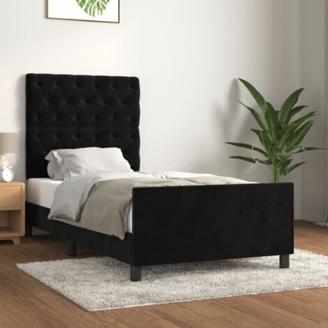 Lit adulte avec tête de lit pour Couchage,Cadre de lit Noir 80x200 cm Velours -BV43645 (1/5)