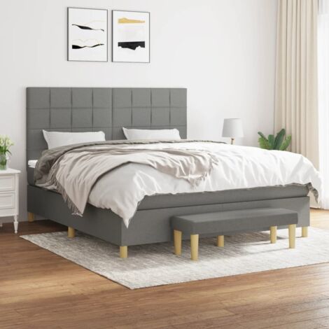 Lit adulte Moderne,Lit à sommier tapissier et matelas Gris foncé 180x200cm Tissu -75328 (1/5)