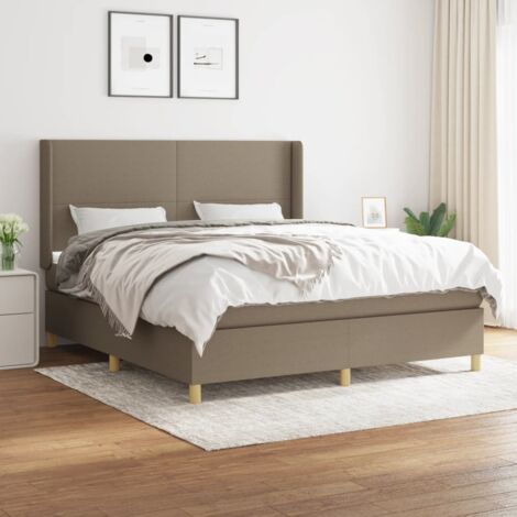 Lit adulte,Lit avec Sommier et Matelas confortable pour Chambre,Ensemble Lit à sommier tapissier Taupe 180x200 cm Tissu -BVN35113 (1/5)