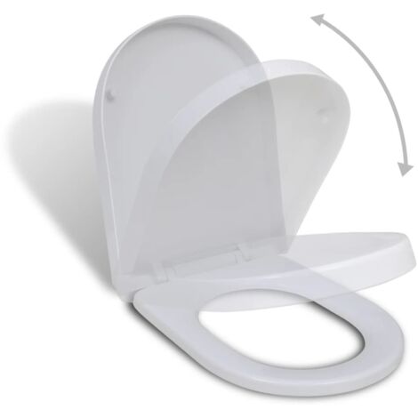 Abatant à fermeture,Siège de toilette de haute qualité pour Salle de Bain en douceur Blanc Carré -BV31367 (1/5)