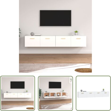 The Living Store Armoires murales 2 pcs Blanc 100x36,5x35 cm Bois d'ingénierie - Armoire Murale - Armoire Flottante - Rangement Mural - Meuble De Rangement - Bibliothèque Murale (1/5)