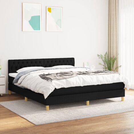 Lit adulte,Lit avec Sommier et Matelas confortable pour Chambre,Ensemble Lit à sommier tapissier Noir 180x200 cm Tissu -BVN40960 (1/5)