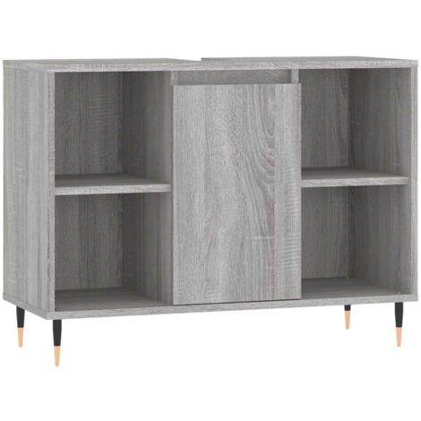 Armoire salle de bain,Meuble de Rangement Toilette sonoma gris 80x33x60 cm bois d'ingénierie -24741 (1/5)