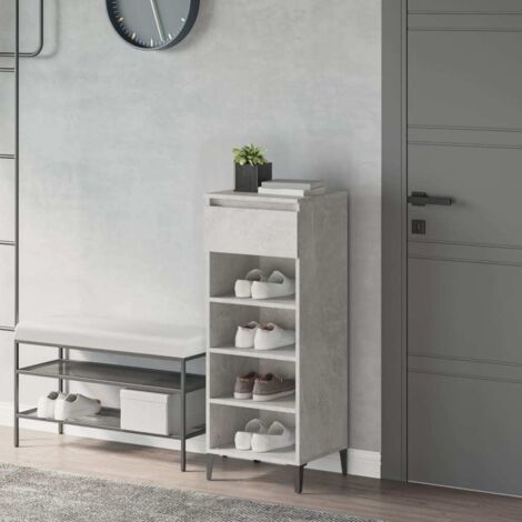 Meuble à chaussures,Étagère à chaussures,Porte-chaussures et Rangement Gris béton 40x36x105 cm Bois d'ingénierie - DH58085 (1/5)