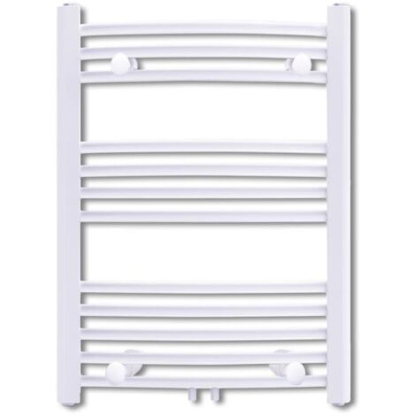 Sèche-serviette eau chaude,Sèche-Serviettes Chauffage Central Incurvé 500x764mm + Connecteurs -82126 (1/5)