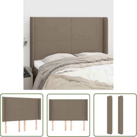 The Living Store Tête de lit avec oreilles Taupe 147x16x118/128 cm Tissu - Tête De Lit - Têtière De Lit - Literie - Meuble De Chambre - Décoration Chambre (1/5)