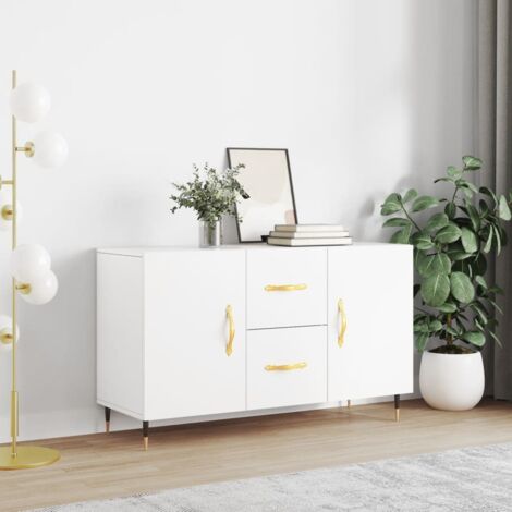 Buffet bas,Buffet Commode industriel blanc 100x36x60 cm bois d'ingénierie -QS14672 (1/5)