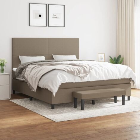 Lit adulte,Lit avec Sommier et Matelas confortable pour Chambre,Ensemble Lit à sommier tapissier Taupe 180x200 cm Tissu -BVN61309 (1/5)