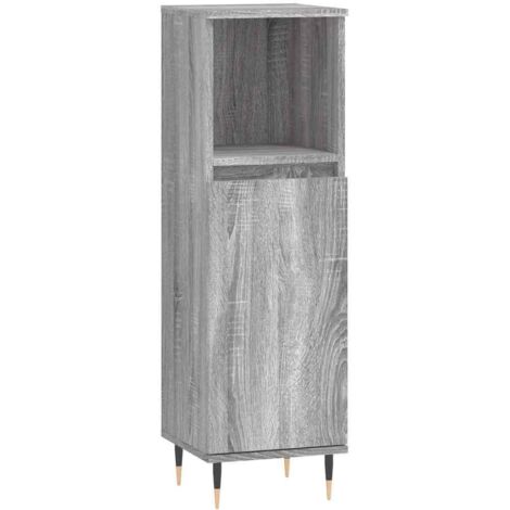 Armoire salle de bain,Meuble de Rangement Toilette sonoma gris 30x30x100 cm -88056 (1/5)