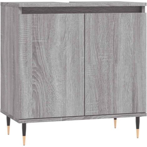 Meuble de Rangement Toilette,Armoire de bain sonoma gris 58x33x60 cm bois d'ingénierie -27678 (1/5)