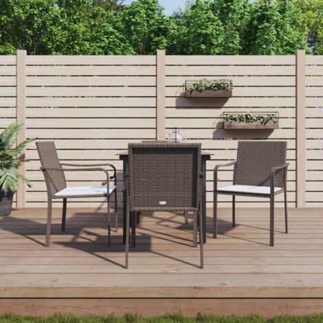 Ensemble Table et Chaise de Jardin Contemporain Ensemble à manger de jardin 5 pcs coussins résine tressée acier 71366 (1/5)