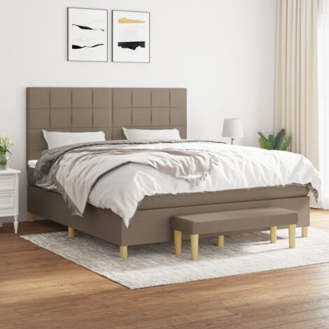 Lit adulte,Lit avec Sommier et Matelas confortable pour Chambre,Ensemble Lit à sommier tapissier Taupe 180x200 cm Tissu -BVN61557 (1/5)