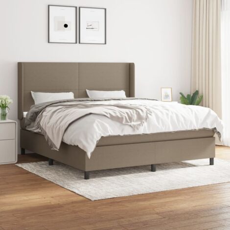 Lit adulte,Lit avec Sommier et Matelas confortable pour Chambre,Ensemble Lit à sommier tapissier Taupe 180x200 cm Tissu -BVN58239 (1/5)