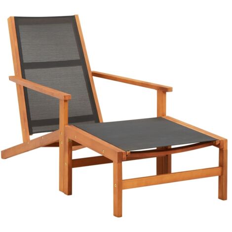Chaise de jardin,Chaise d'extérieur,Fauteuil et repose-pied Eucalyptus solide et textilène -BV68656 (1/5)