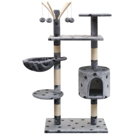 Arbre à chat,Tour à chat tout-en-un et griffoir Sisal 125 cm Empreintes de pattes Gris -BN2500 (1/4)