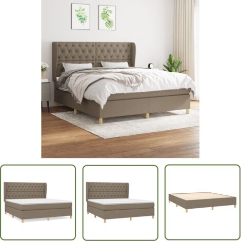 The Living Store Sommier à lattes de lit avec matelas Taupe 160x200 cm Tissu - Lit Tapissier - Lit Double - Matelas Ressorts Ensachés - Literie - Chambre À Coucher (1/5)
