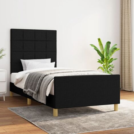 Lit adulte avec tête de lit pour Couchage,Cadre de lit Noir 100x200 cm Tissu -BV57906 (1/5)