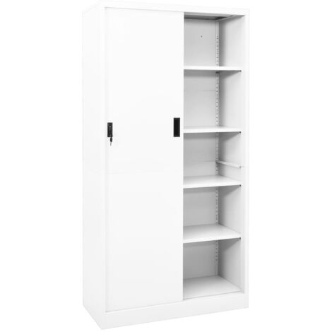 Armoire de bureau moderne,Armoire à dossiers et porte coulissante Blanc 90x40x180 cm Acier -20925 (1/5)