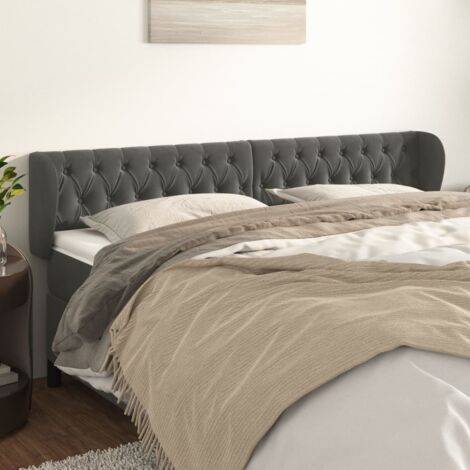 Tête de lit avec oreilles classique Gris foncé 183x23x78/88 cm Velours -BV13926 (1/5)