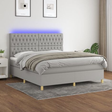 Sommier tapissier et matelas et LED,Ensemble Sommier + Matelas pour Lit adulte Gris clair 180x200 cm Tissu -BV14645 (1/5)