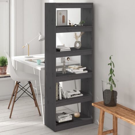 Bibliothèque,Cloison/Étagère de Rangement Ouvert,Étagère livres Gris 60x30x167,5 cm Bois massif de pin - DH75661 (1/5)