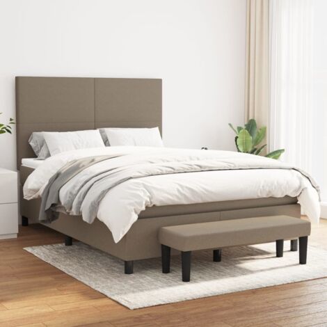 Lit Adulte,Lit à sommier tapissier avec matelas,Tapissier à lattes Matelas Taupe 140x200 cm Tissu - DH11738 (1/5)