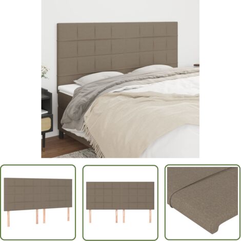 The Living Store Têtes de lit 4 pcs Taupe 90x5x78/88 cm Tissu - Tête De Lit - Têtière De Lit - Literie - Meuble De Chambre - Décoration Chambre (1/5)