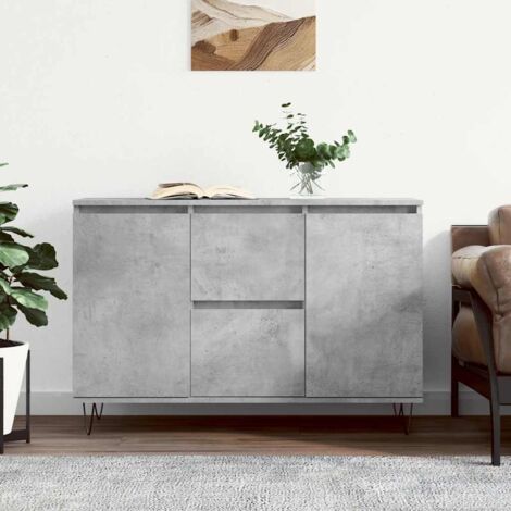 Buffet bas,Buffet Commode industriel gris béton 104x35x70 cm bois d'ingénierie -QS39049 (1/5)