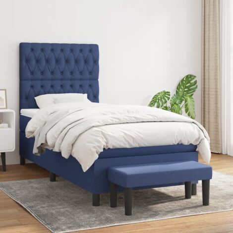 Lit à sommier tapissier et matelas confortable pour Lit adulte,,Ensemble Sommier + Matelas Bleu 90x200 cm Tissu -BV89063 (1/5)