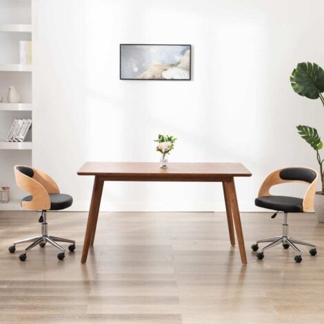 Chaise de bureau pivotante,Fauteuil d'ordinateur Noir Bois courbé et similicuir -VA14044 (1/5)