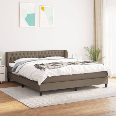 Lit adulte,Lit avec Sommier et Matelas confortable pour Chambre,Ensemble Lit à sommier tapissier Taupe 180x200 cm Tissu -BVN70054 (1/5)
