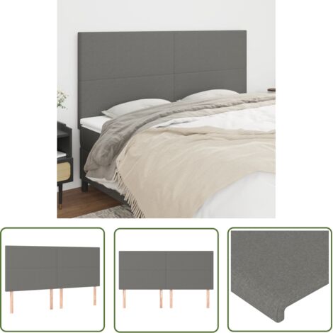 The Living Store Têtes de lit 4 pcs Gris foncé 80x5x78/88 cm Tissu - Tête De Lit - Têtière De Lit - Meuble De Chambre - Literie - Décoration Chambre (1/5)