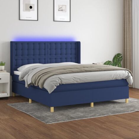 Sommier tapissier et matelas confortable pour Lit adulte,Ensemble Sommier + Matelas et LED Bleu 180x200 cm Tissu -BV36024 (1/5)