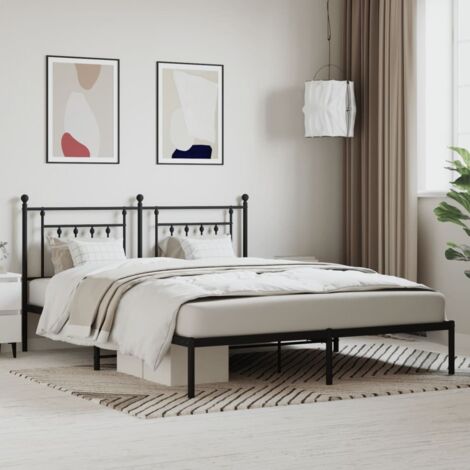 Lit adulte avec tête de lit pour Couchage,Cadre de lit métal noir 160x200 cm -BV63842 (1/5)